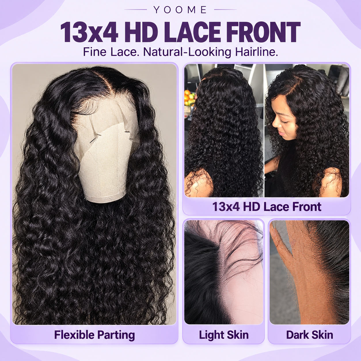 YOOME Hair Natural Black Water Wave 13×4 HD Lace Front Wig - Image 4