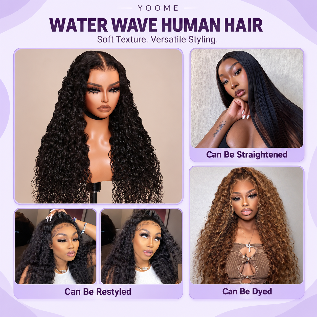 YOOME Hair Natural Black Water Wave 13×4 HD Lace Front Wig - Image 5
