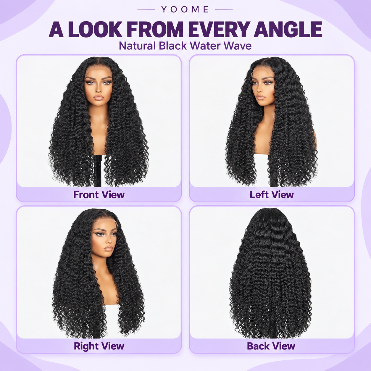 YOOME Hair Natural Black Water Wave 13×4 HD Lace Front Wig - Image 6