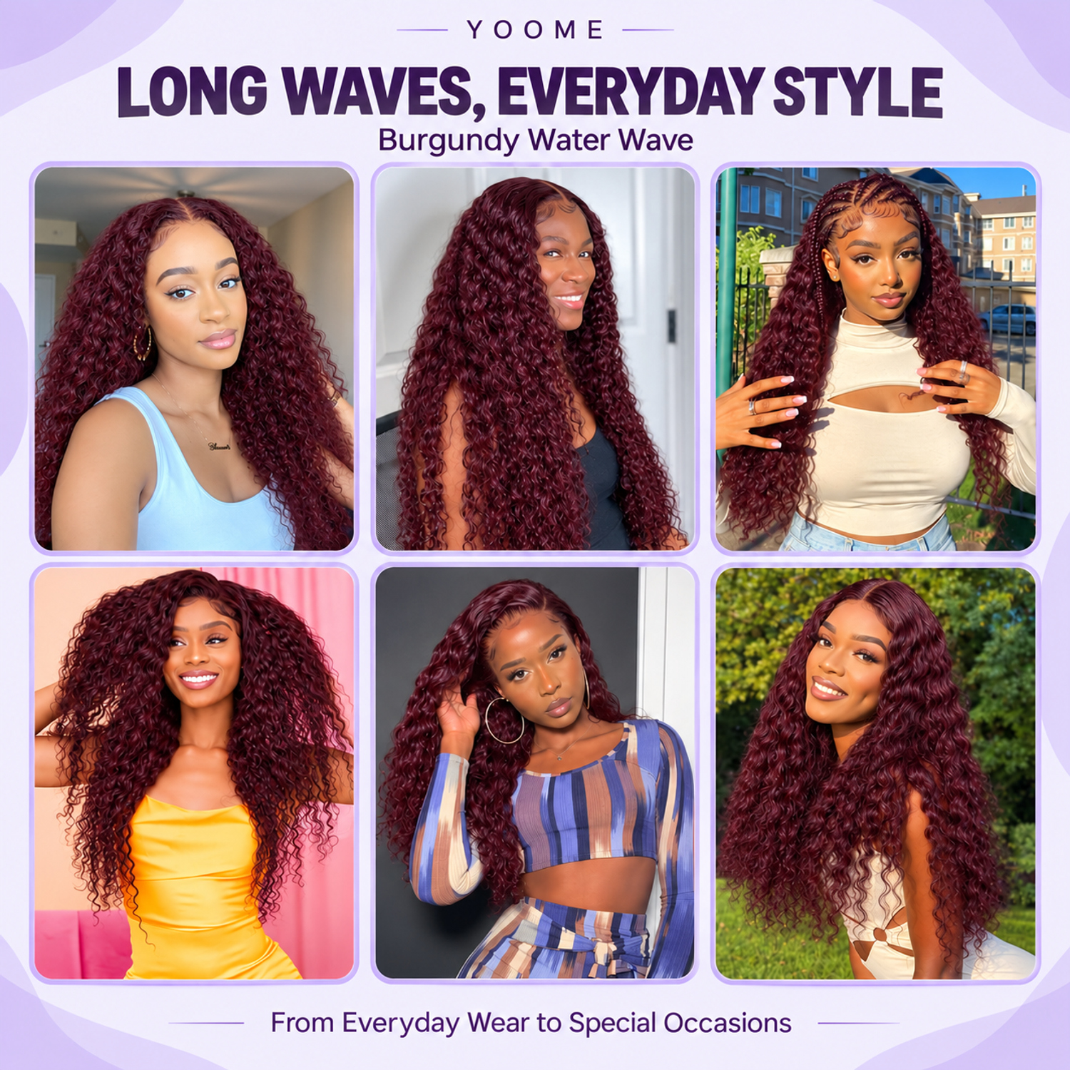 YOOME Hair Burgundy Water Wave 13×4 HD Lace Front Wig - Image 7
