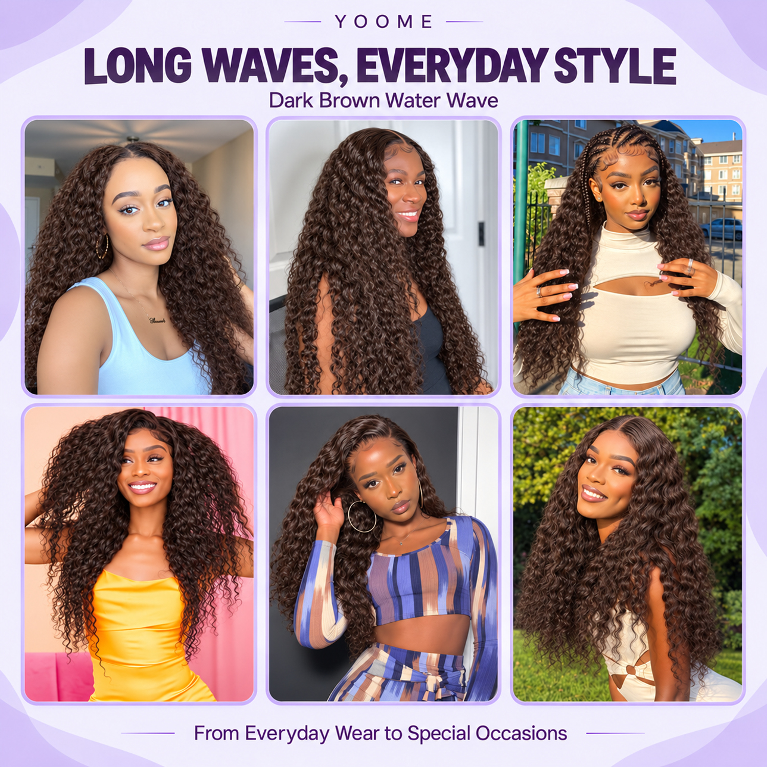 YOOME Hair Dark Brown Water Wave 13×4 HD Lace Front Wig - Image 7