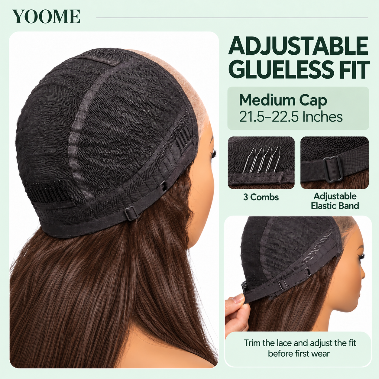 YOOME Medium Brown (#4) Straight Bob Human Hair Wig — 5×5 / 13×4 - Image 2