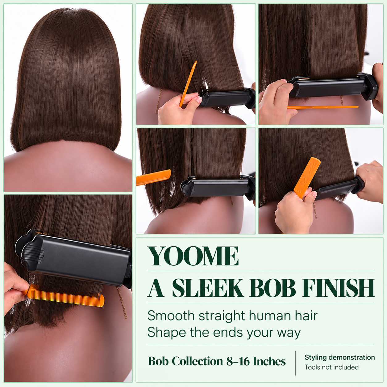 YOOME Medium Brown (#4) Straight Bob Human Hair Wig — 5×5 / 13×4 - Image 3