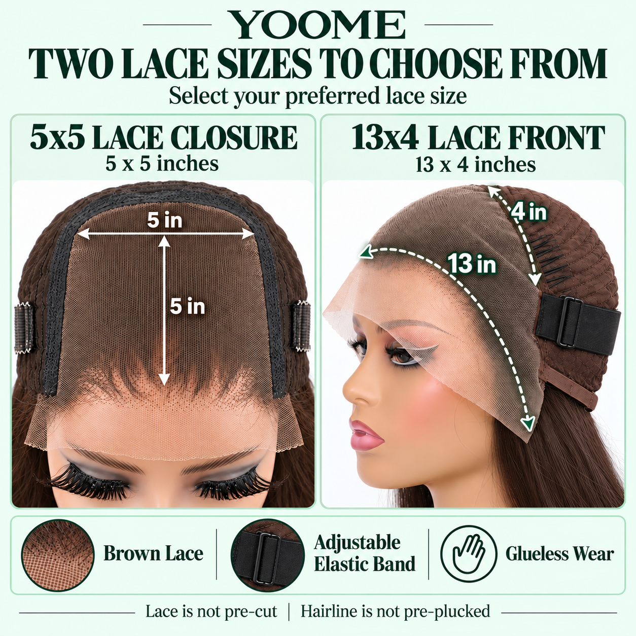 YOOME Medium Brown (#4) Straight Bob Human Hair Wig — 5×5 / 13×4 - Image 4