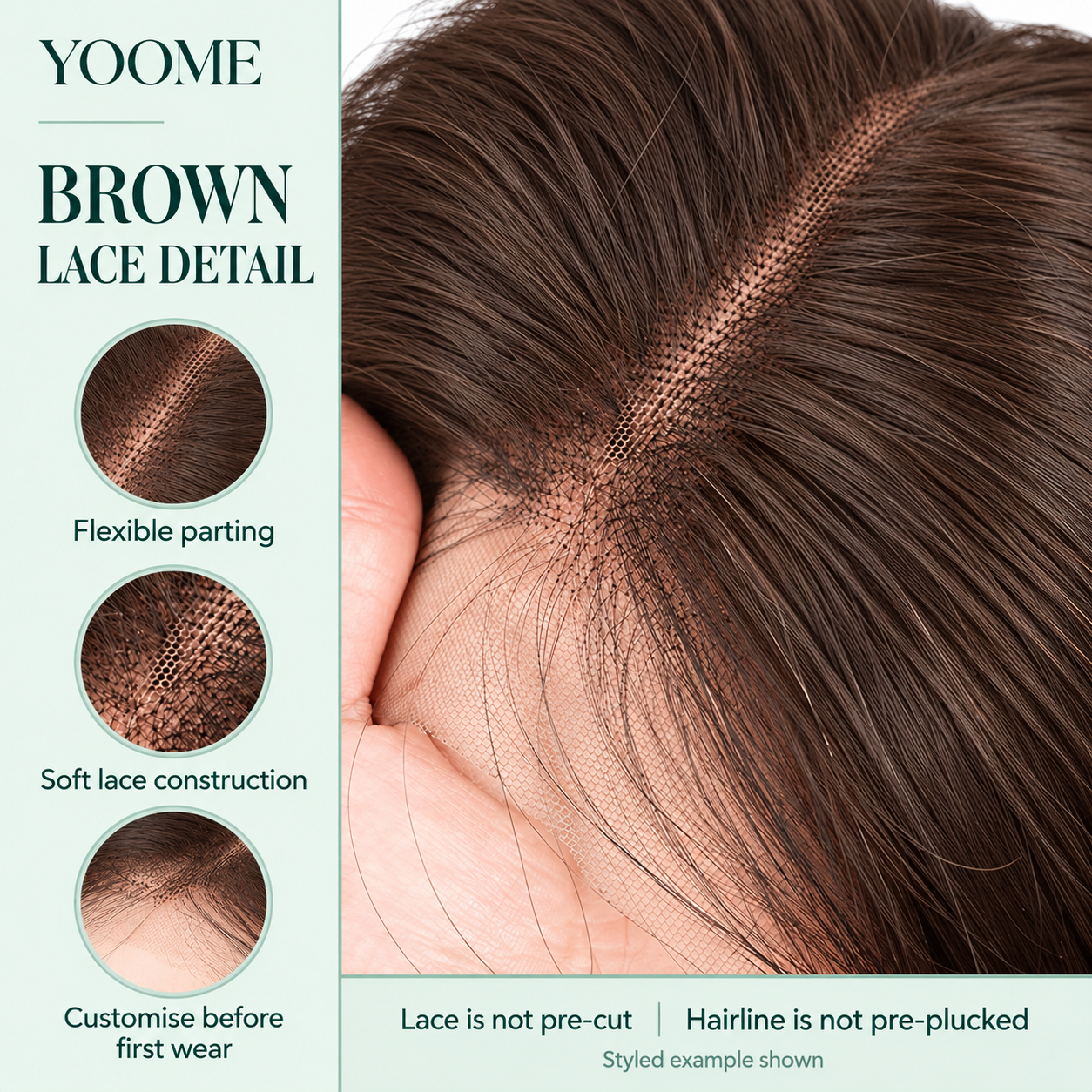 YOOME Medium Brown (#4) Straight Bob Human Hair Wig — 5×5 / 13×4 - Image 5