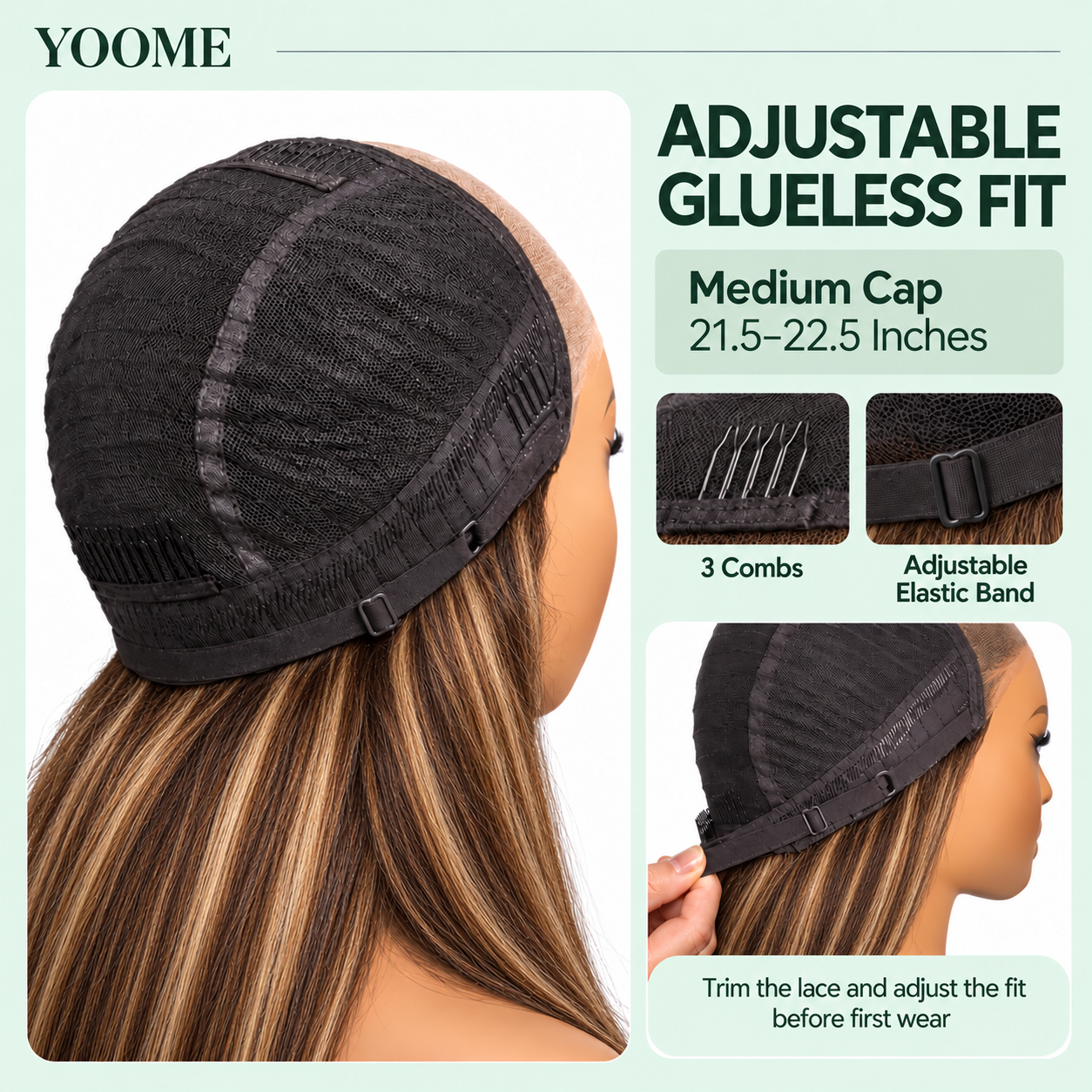 YOOME P4/27 Highlights Straight Bob Human Hair Wig — 5×5 / 13×4 - Image 2